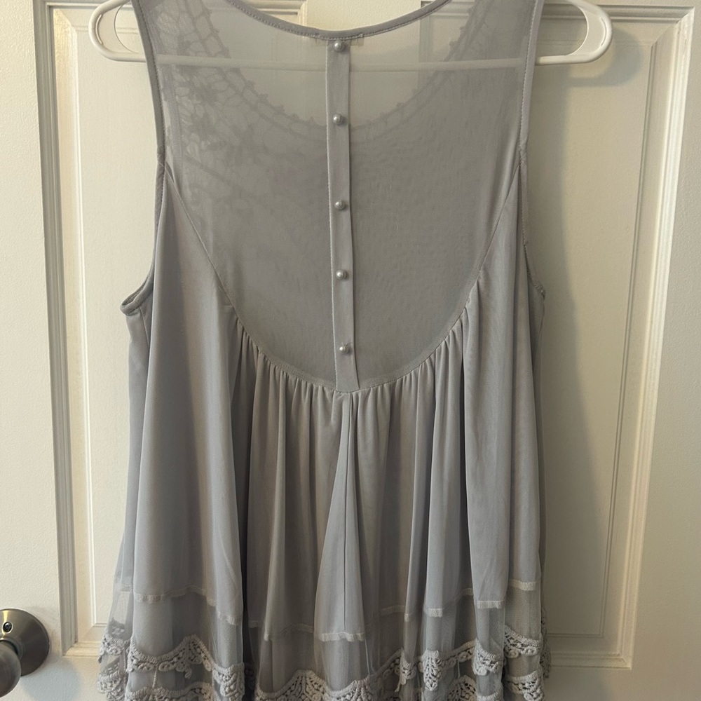 Ultra Pink brand Gray Lace Crochet Tank Top - Picture 2 of 4